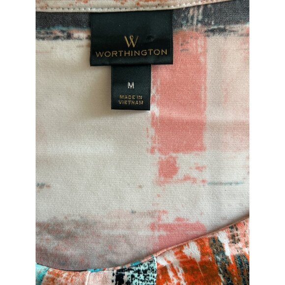 Worthington Multi-Colored Paint Stroke Print Sleeveless Top, Size Medium - Picture 4 of 7